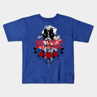 Wildside roses, devil angel design Kids T-Shirt